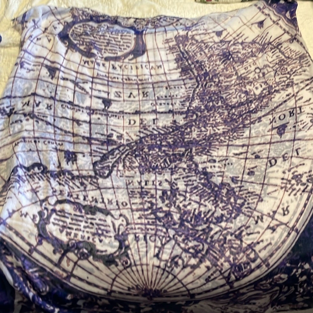 Purple and white sheer scarf or wrap coverup